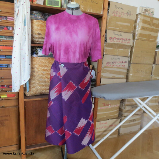 Bias Cut Rock dicke handgewebte Kimono Tsumugi Kasuri Seide