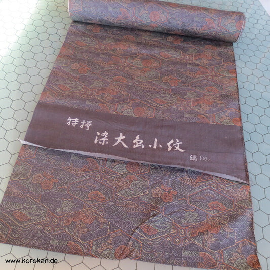 japanische Stoffrolle Kikko Edo Komon Kimono Damast Seide