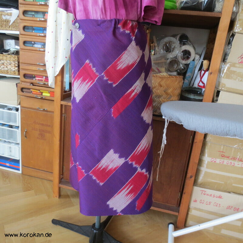 Bias Cut Rock dicke handgewebte Kimono Tsumugi Kasuri Seide