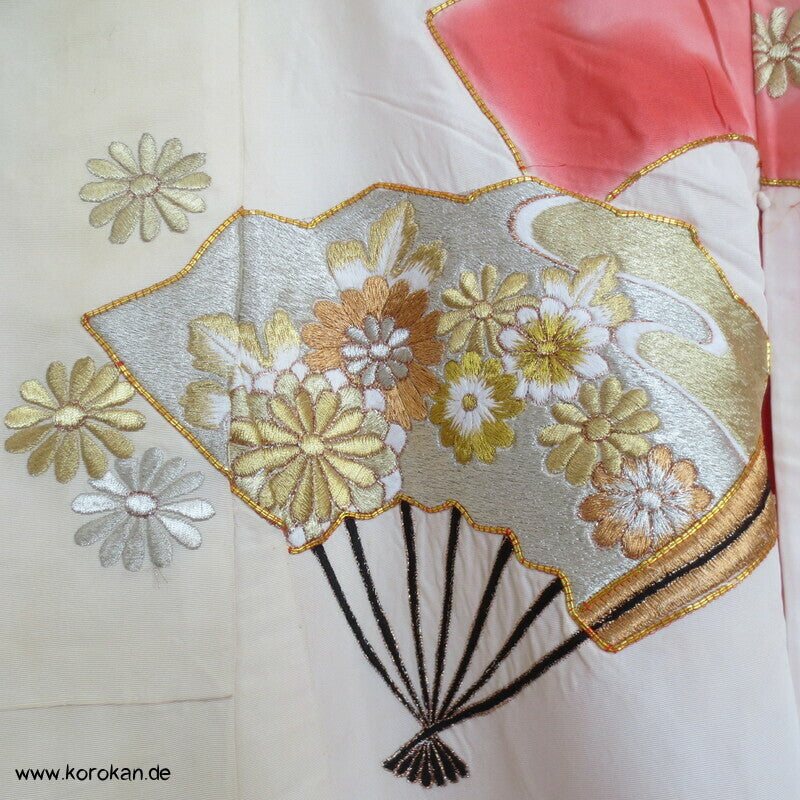 Fächer / Kraniche - Stickerei Uchikake - Hochzeitsmantel