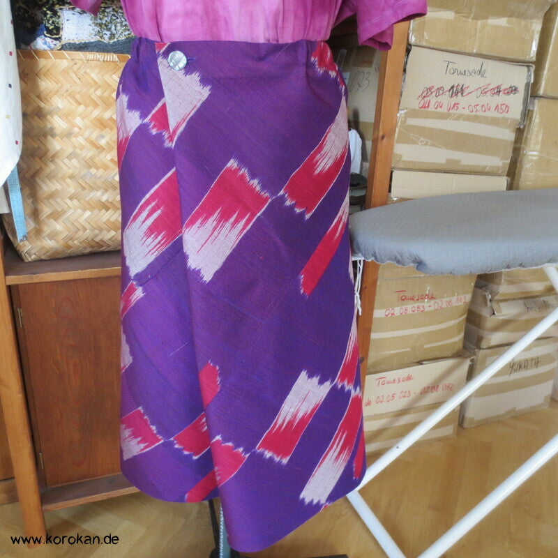 Bias Cut Rock dicke handgewebte Kimono Tsumugi Kasuri Seide