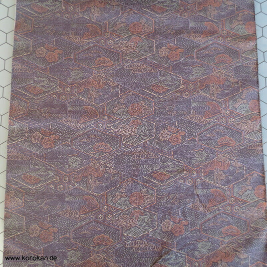 japanische Stoffrolle Kikko Edo Komon Kimono Damast Seide