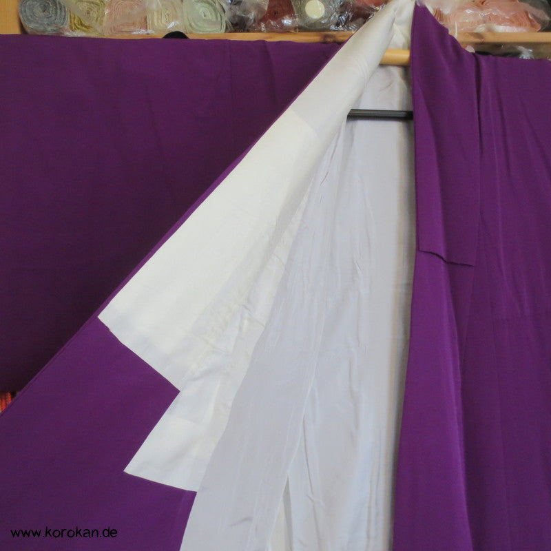 gewebte Wolken einfarbig violetter Seidendamast Iromuji - Kimono