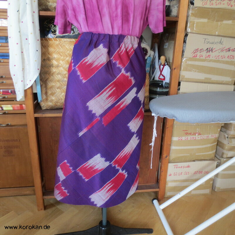 Bias Cut Rock dicke handgewebte Kimono Tsumugi Kasuri Seide