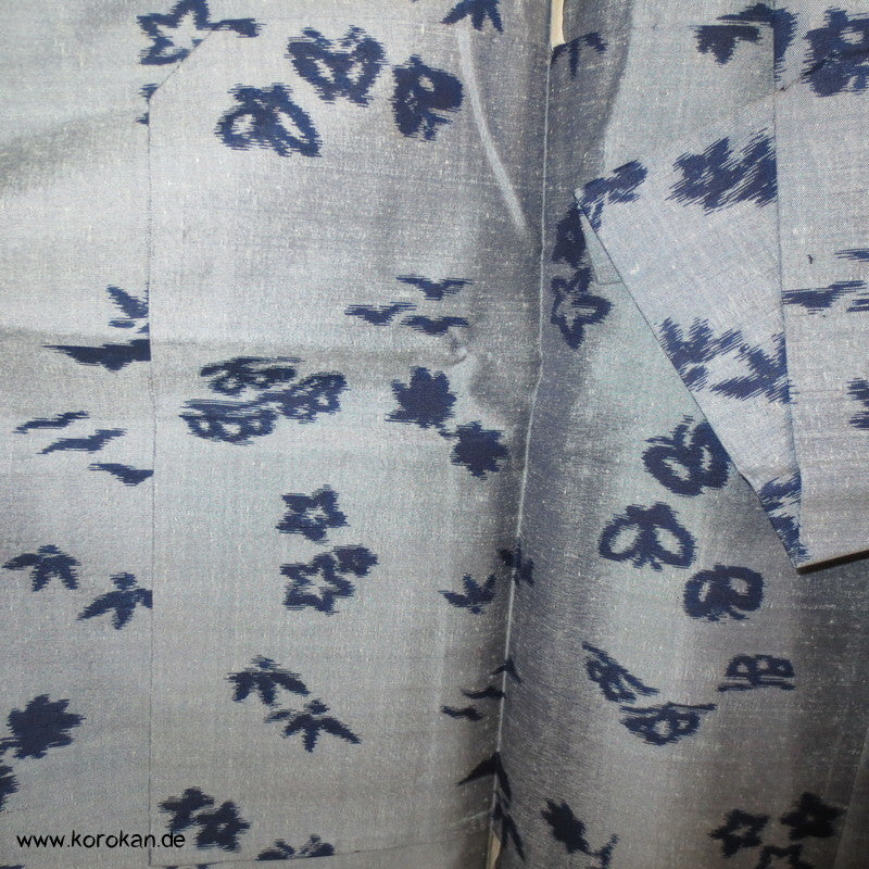 Kasuri - Schmetterlinge Hitoe Meisen Seiden Kimono