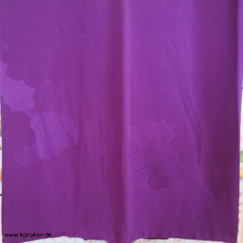 gewebte Wolken einfarbig violetter Seidendamast Iromuji - Kimono