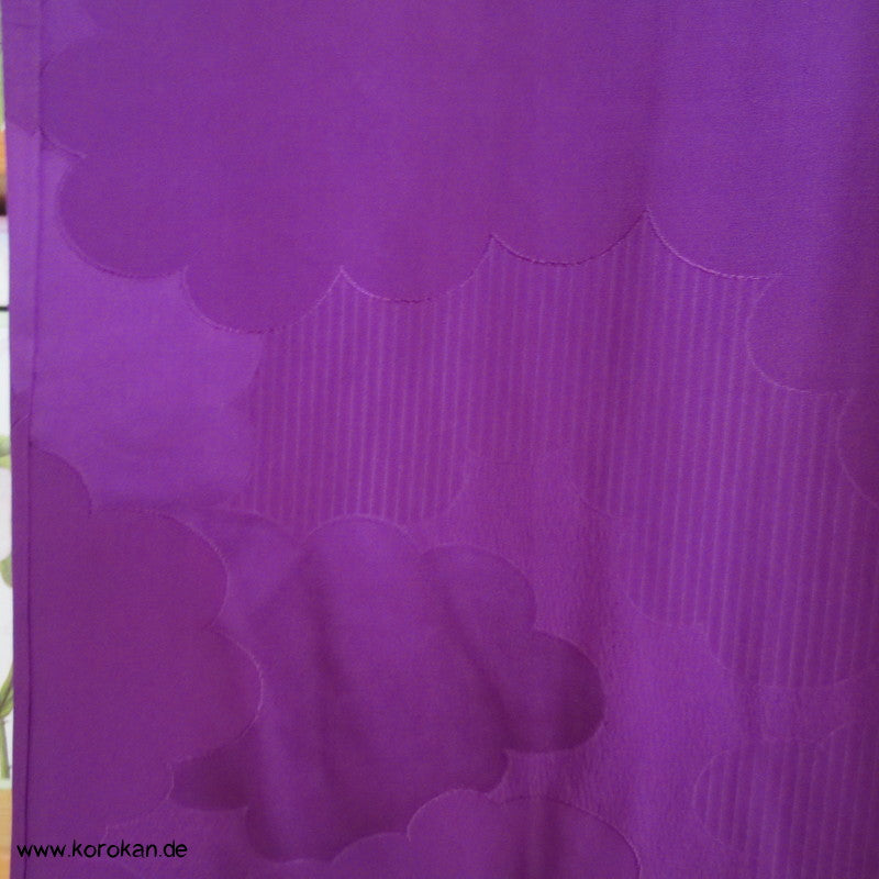 gewebte Wolken einfarbig violetter Seidendamast Iromuji - Kimono