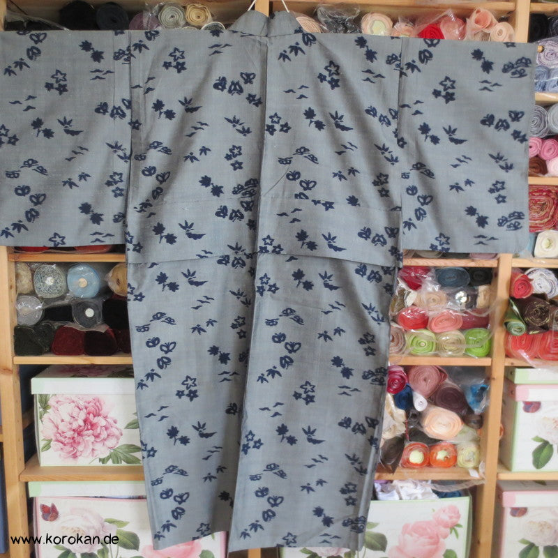 Kasuri - Schmetterlinge Hitoe Meisen Seiden Kimono