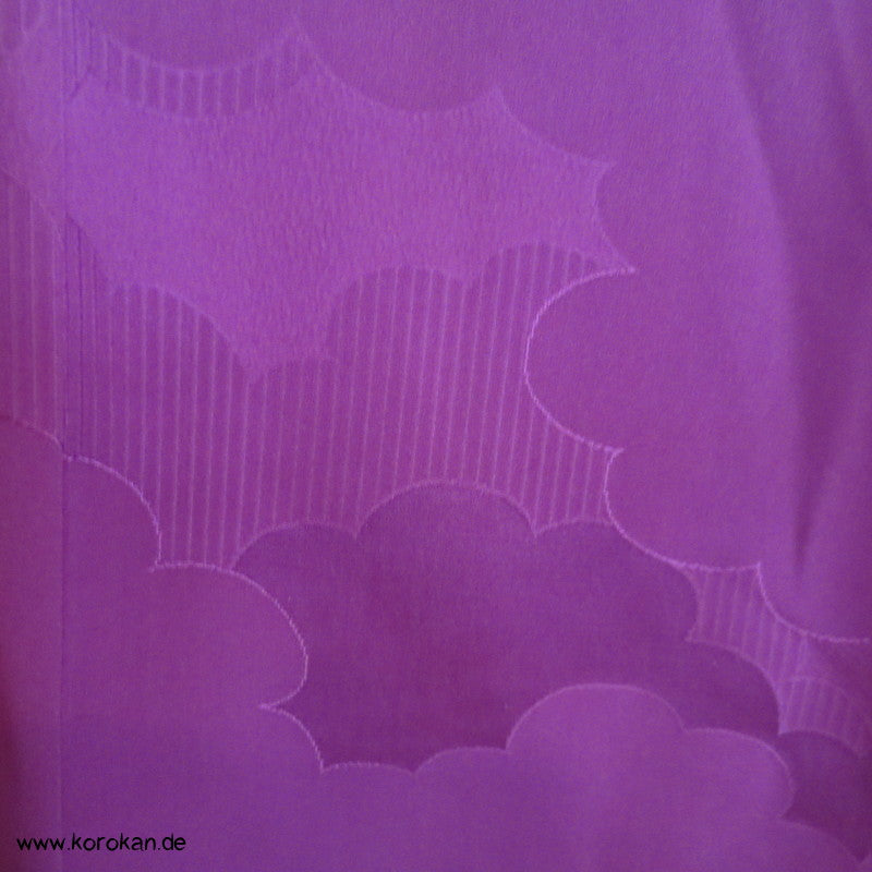 gewebte Wolken einfarbig violetter Seidendamast Iromuji - Kimono