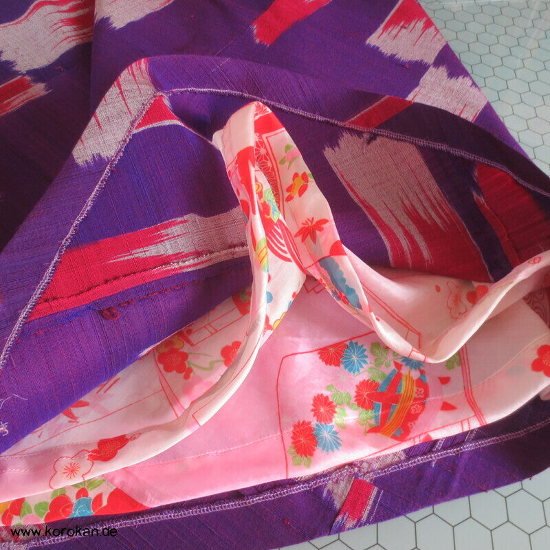 Bias Cut Rock dicke handgewebte Kimono Tsumugi Kasuri Seide