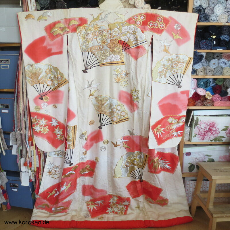 Fächer / Kraniche - Stickerei Uchikake - Hochzeitsmantel