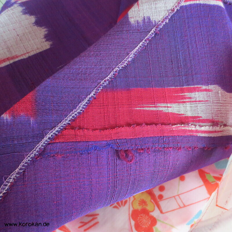 Bias Cut Rock dicke handgewebte Kimono Tsumugi Kasuri Seide