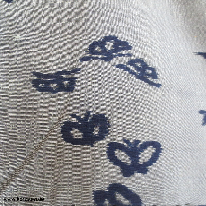 Kasuri - Schmetterlinge Hitoe Meisen Seiden Kimono