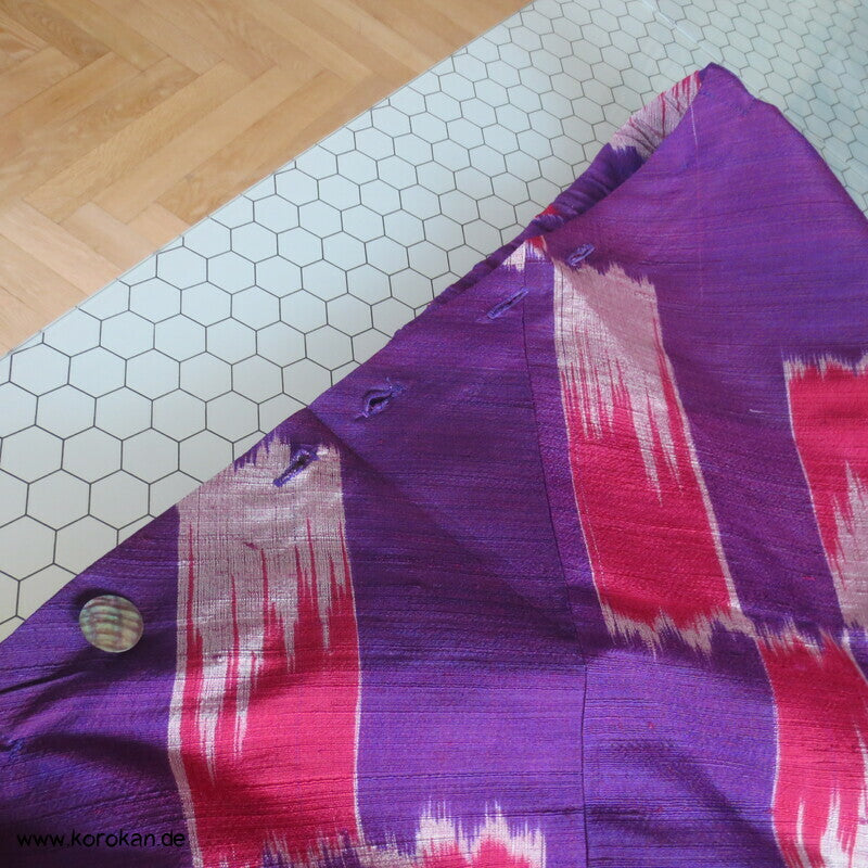 Bias Cut Rock dicke handgewebte Kimono Tsumugi Kasuri Seide