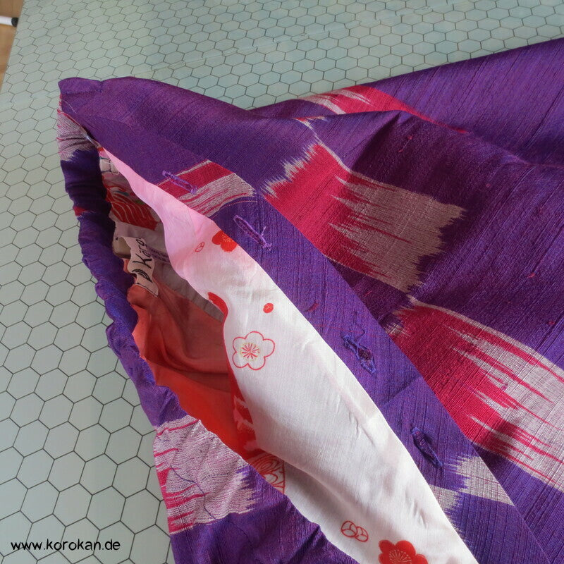 Bias Cut Rock dicke handgewebte Kimono Tsumugi Kasuri Seide