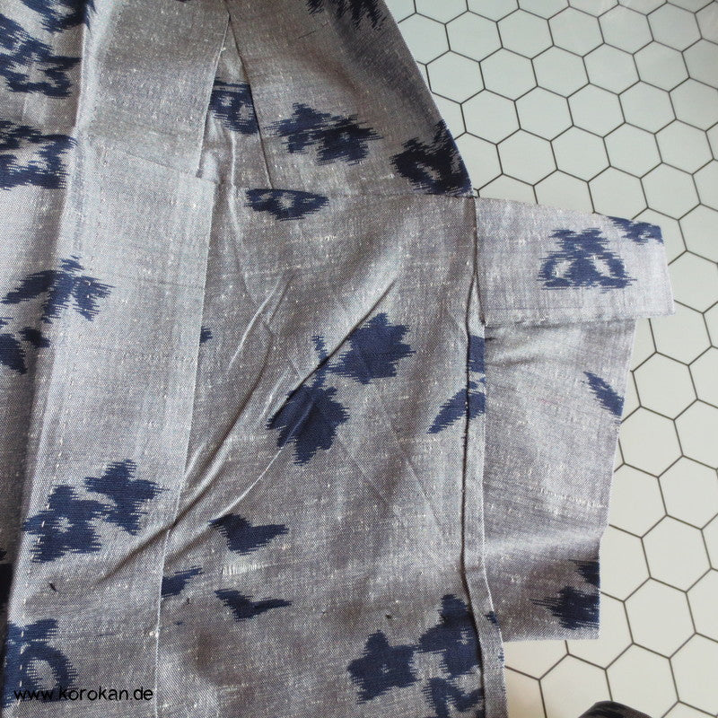Kasuri - Schmetterlinge Hitoe Meisen Seiden Kimono