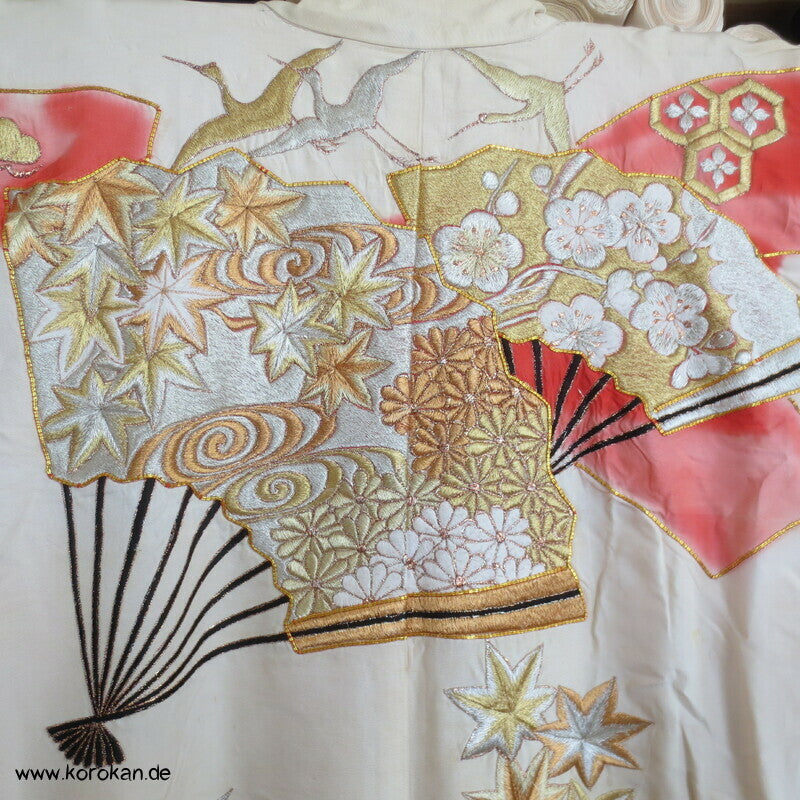 Fächer / Kraniche - Stickerei Uchikake - Hochzeitsmantel