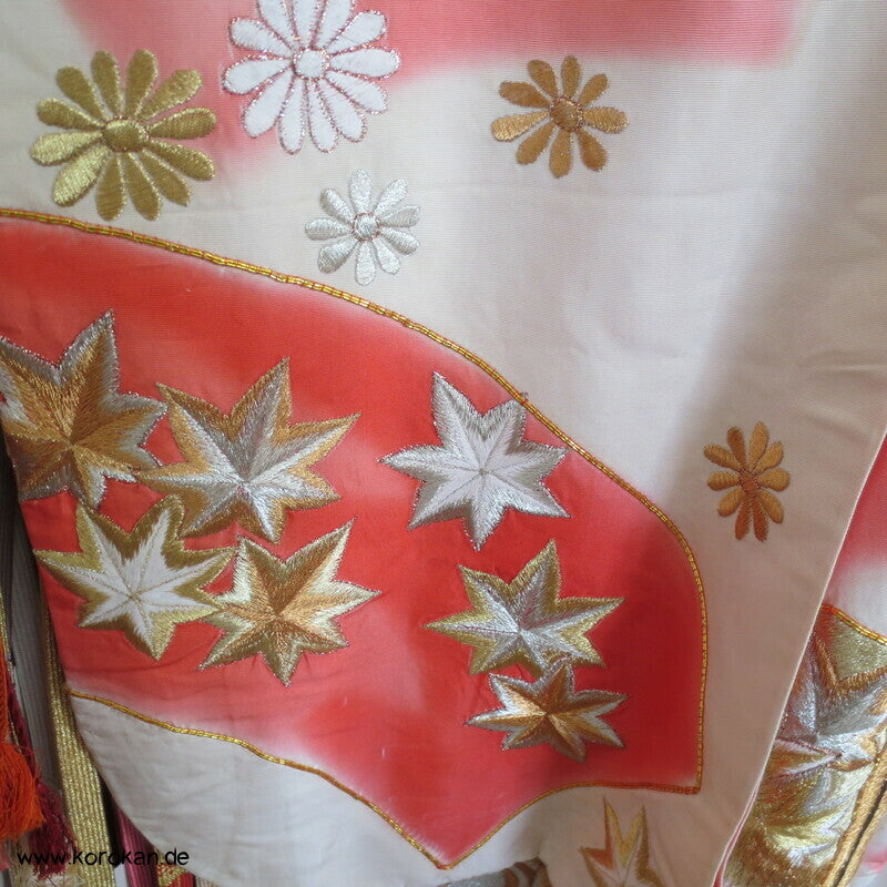 Fächer / Kraniche - Stickerei Uchikake - Hochzeitsmantel