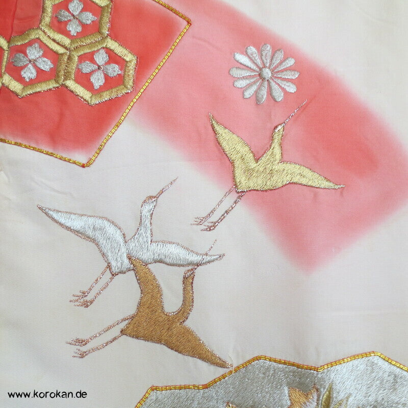 Fächer / Kraniche - Stickerei Uchikake - Hochzeitsmantel