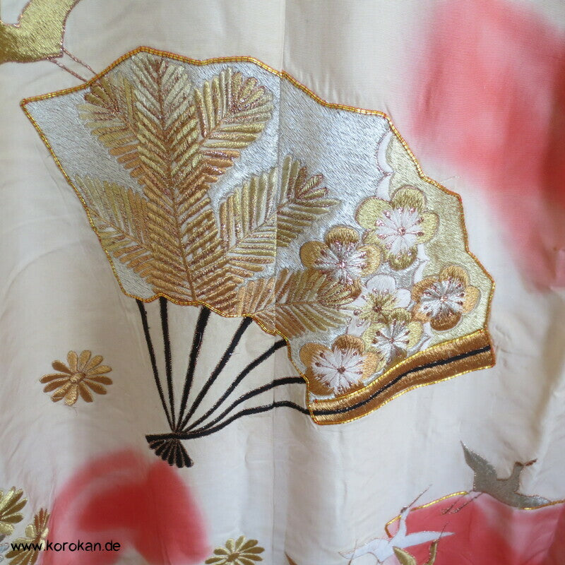 Fächer / Kraniche - Stickerei Uchikake - Hochzeitsmantel