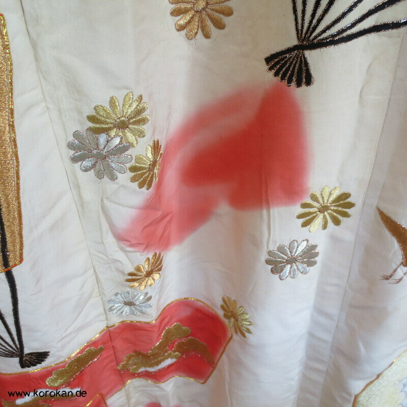 Fächer / Kraniche - Stickerei Uchikake - Hochzeitsmantel