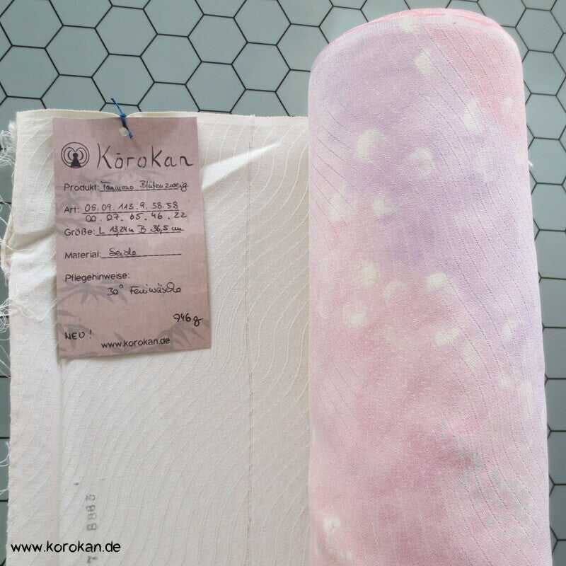 diagonal Bokashi, Blütenzweige Kimono Seiden Rinzu Damast