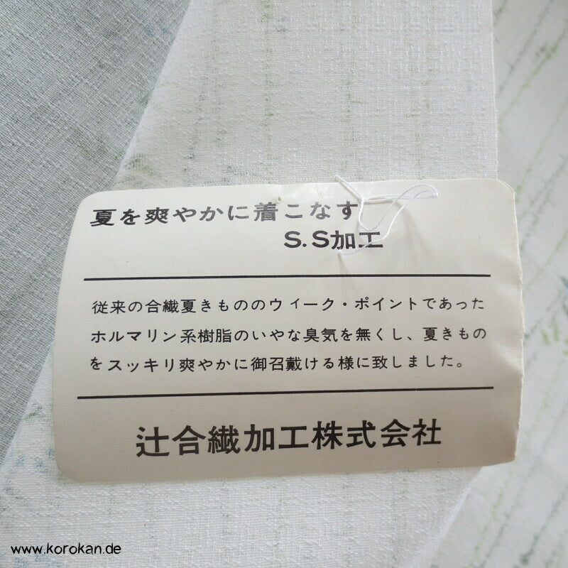Bambus zart grünblauer Druck Sommer Kimono Krepp