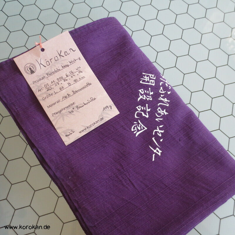 pflaumenlila Furoshiki aus grober Baumwolle, Kanji