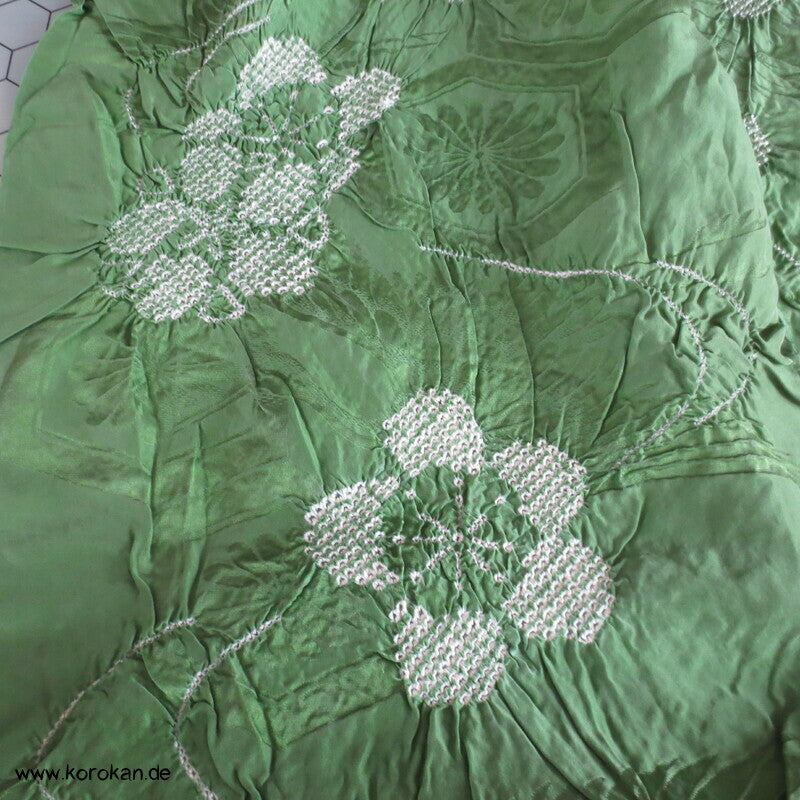 Shibori Blüten Rinzu Damast Kimono Seide