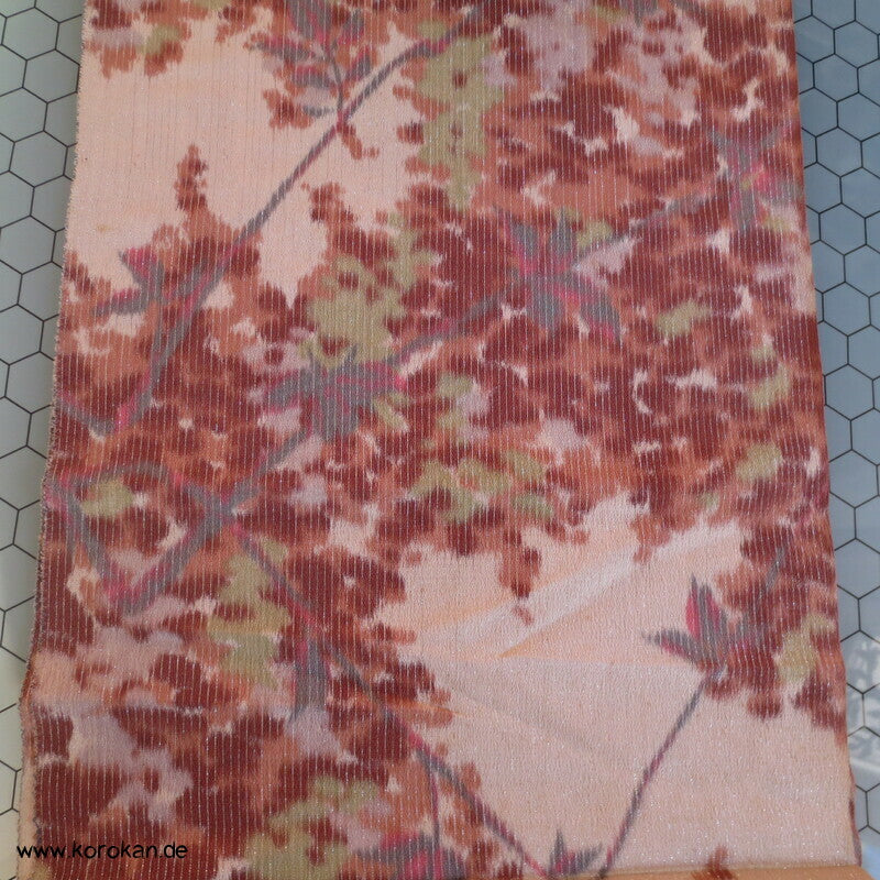 Herbstblätterzweige Seide / Rayon / Lurexstreifen Kimono Krepp