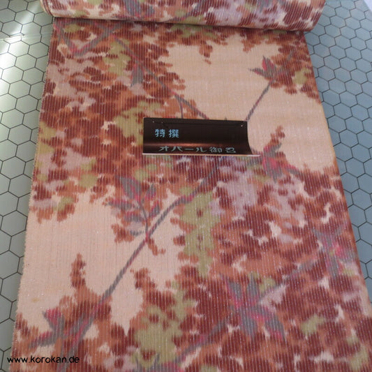 Herbstblätterzweige Seide / Rayon / Lurexstreifen Kimono Krepp