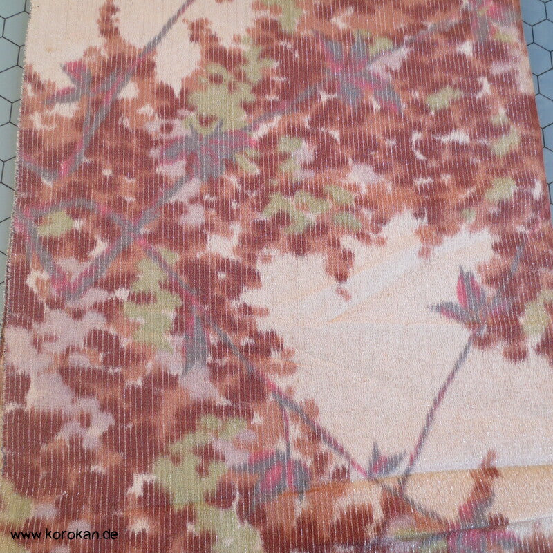 Herbstblätterzweige Seide / Rayon / Lurexstreifen Kimono Krepp