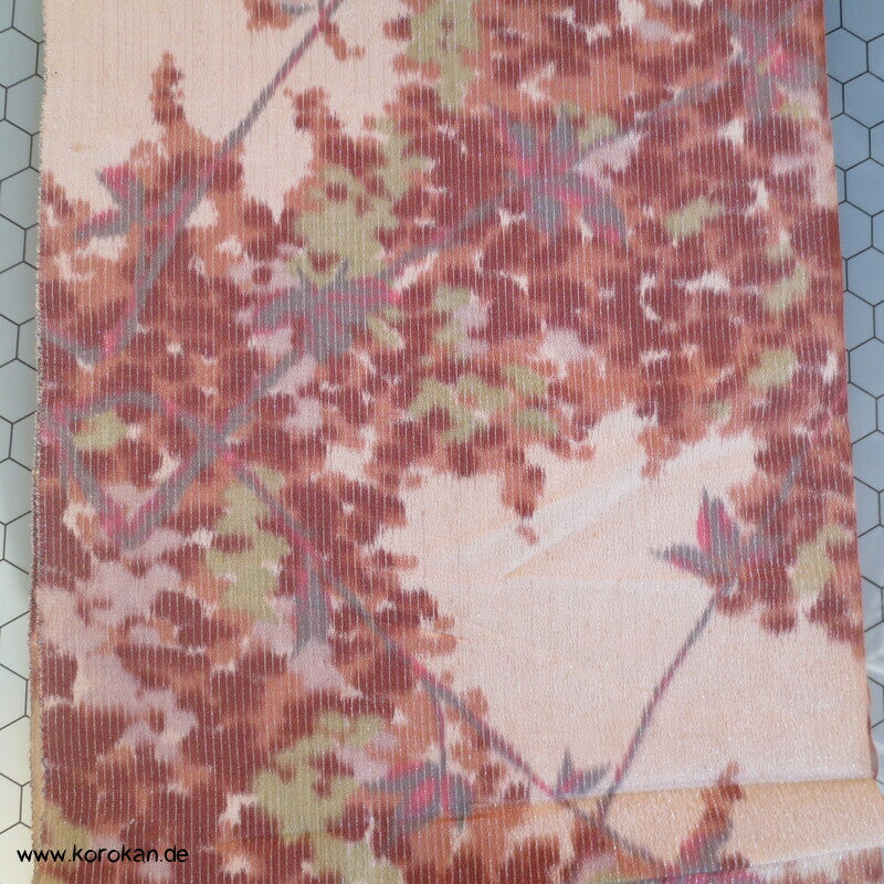 Herbstblätterzweige Seide / Rayon / Lurexstreifen Kimono Krepp