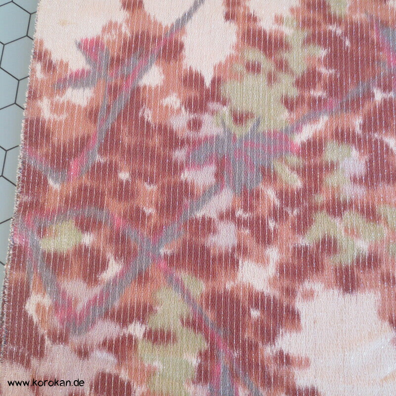 Herbstblätterzweige Seide / Rayon / Lurexstreifen Kimono Krepp