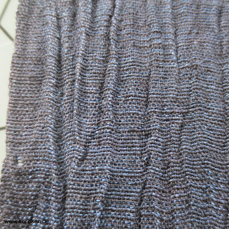 schwarzblau melierter Kimono Krepp, Hanf, grob