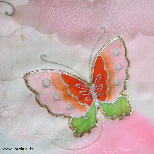 Schmetterlinge mit Goldstickerei Kinder Kimono Stoff