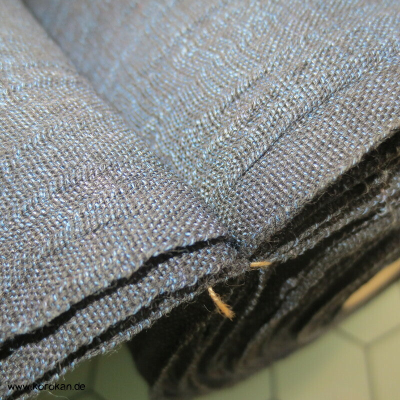 schwarzblau melierter Kimono Krepp, Hanf, grob