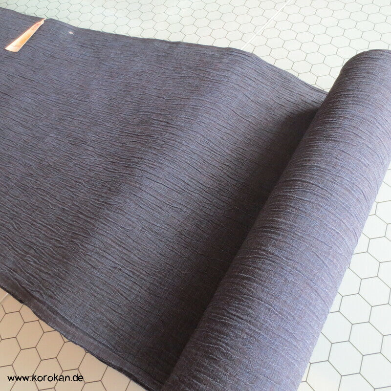 schwarzblau melierter Kimono Krepp, Hanf, grob