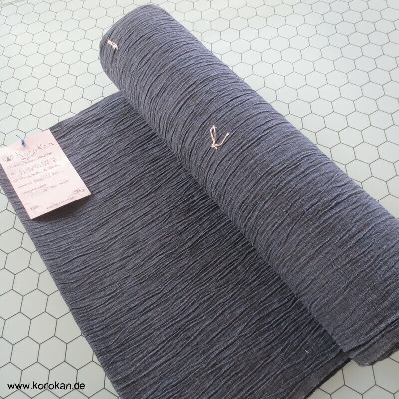 schwarzblau melierter Kimono Krepp, Hanf, grob