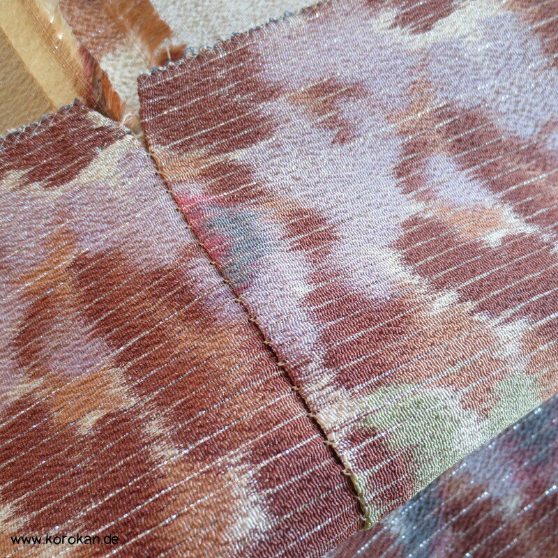 Herbstblätterzweige Seide / Rayon / Lurexstreifen Kimono Krepp
