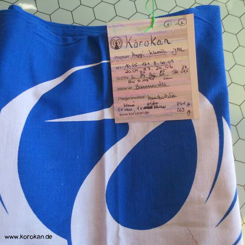 japanische Happi Arbeits Baumwoll Jacke, JAL Kranich Airline