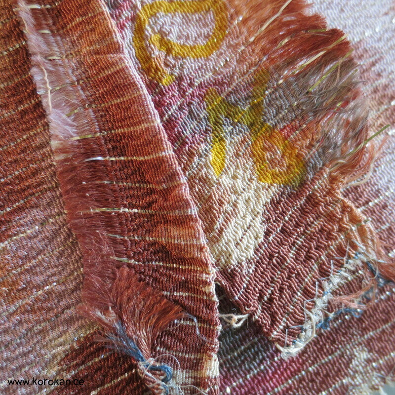 Herbstblätterzweige Seide / Rayon / Lurexstreifen Kimono Krepp