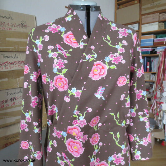 Kimonoshirt aus Stenzo Baumwolljersey Blumen, Vögel