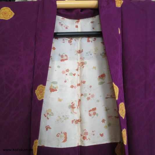 pflaumenlila Shibori Sakura Haori Seidendamast