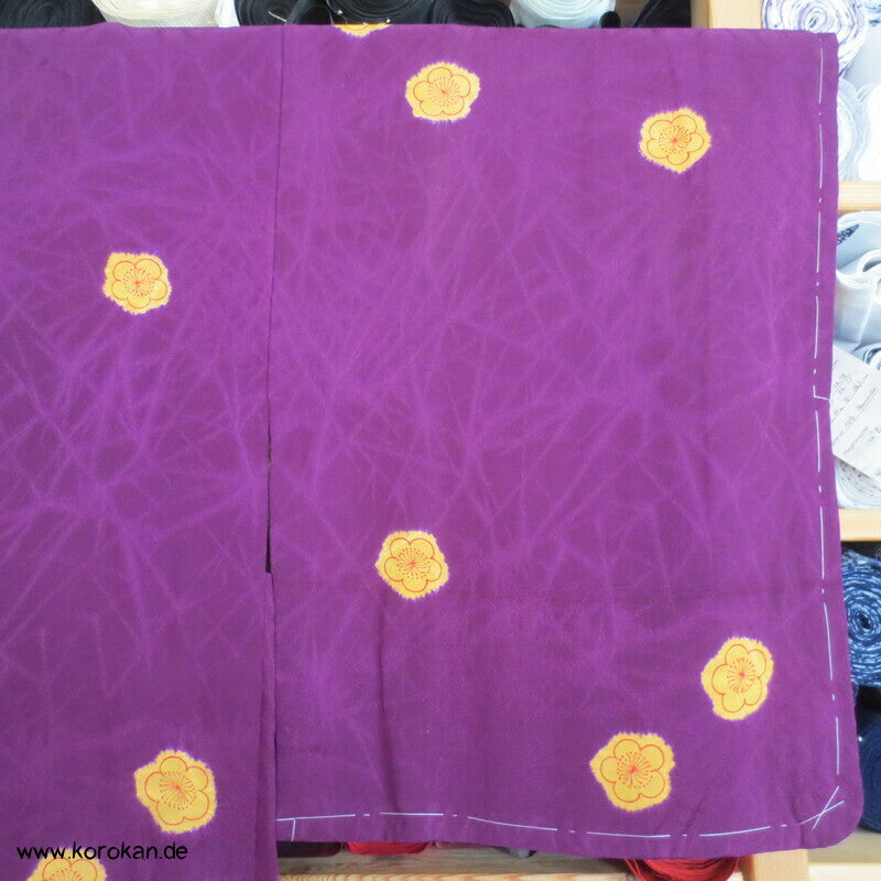 pflaumenlila Shibori Sakura Haori Seidendamast