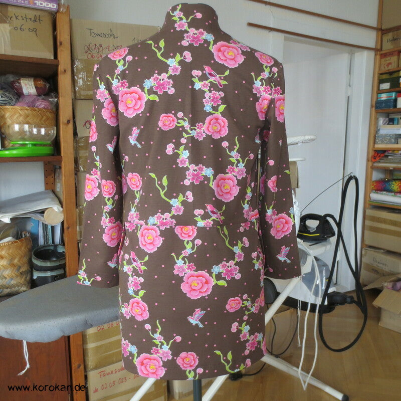 Kimonoshirt aus Stenzo Baumwolljersey Blumen, Vögel