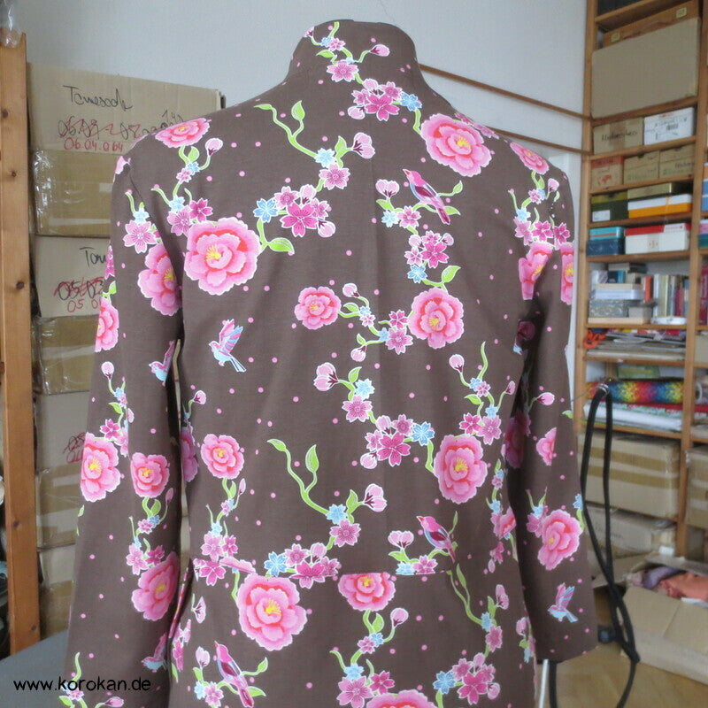 Kimonoshirt aus Stenzo Baumwolljersey Blumen, Vögel