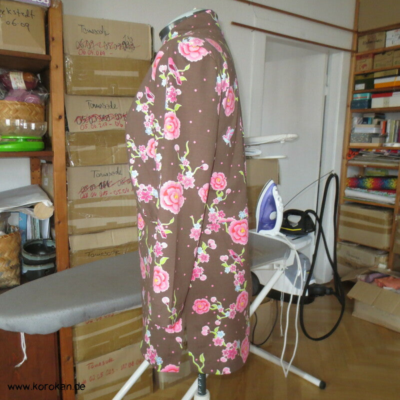 Kimonoshirt aus Stenzo Baumwolljersey Blumen, Vögel