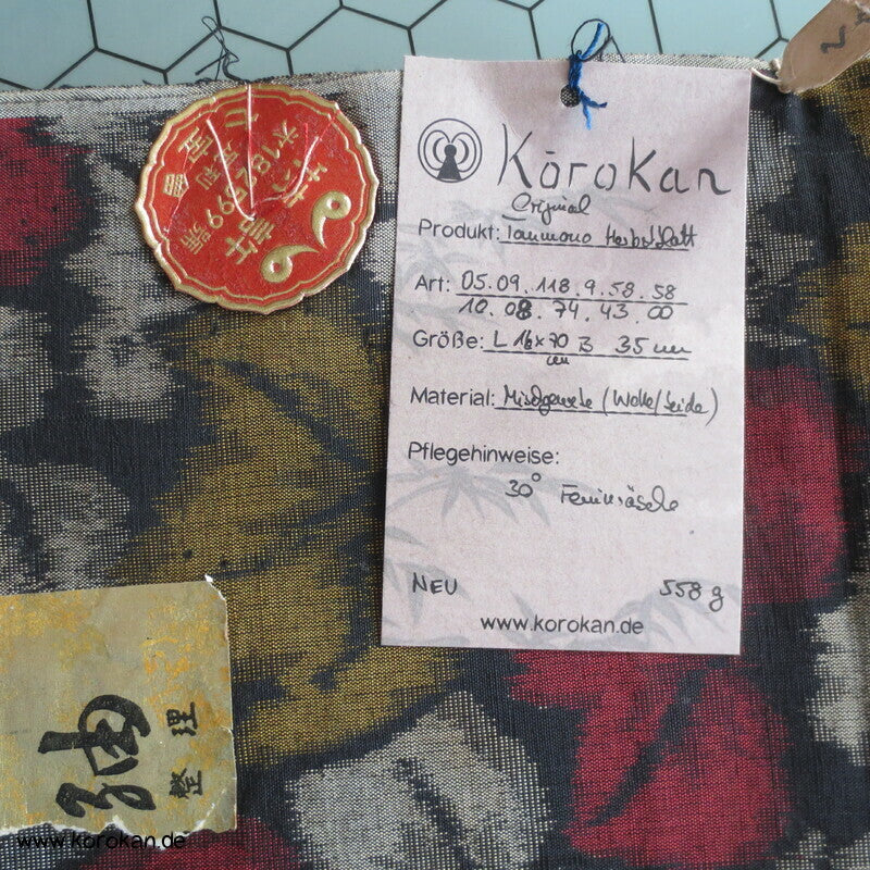 herbstliche Weinblätter Kimono Kasuri Wolle Tanmono