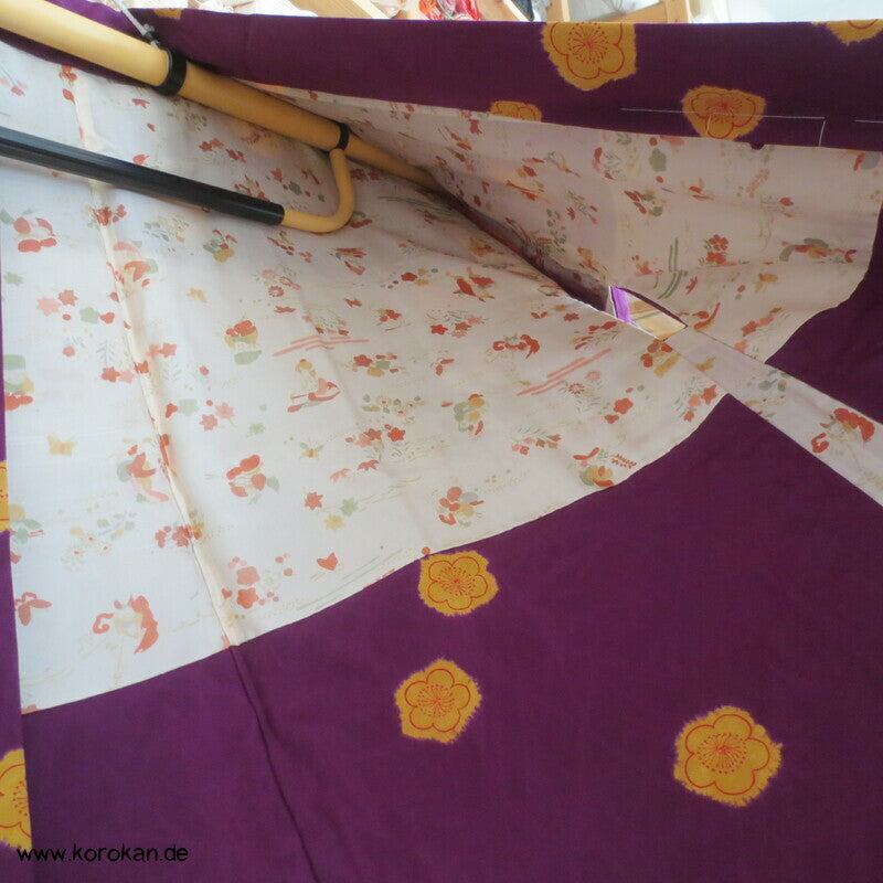 pflaumenlila Shibori Sakura Haori Seidendamast
